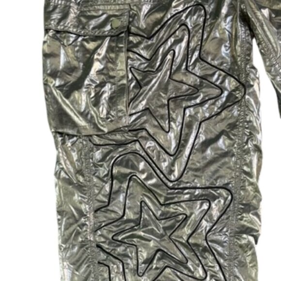 Free People Women's Color Burst Shine Hike Green Metallic Balloon Leg Pants Med - Picture 4 of 16